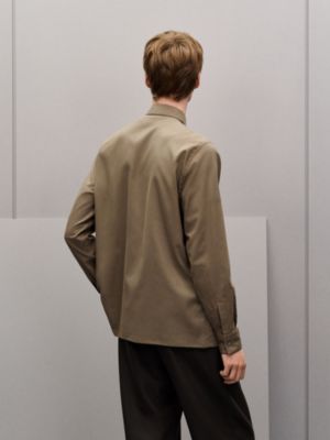 "Broderie cheval" straight cut shirt with Louis collar, View: Worn, worn, view 3 of 6
