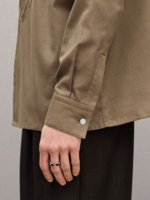 "Broderie cheval" straight cut shirt with Louis collar, View: Worn, worn, view 5 of 6