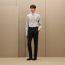 "Broderie cheval" straight cut shirt with Louis collar, gris, We will notify you when this product is back in stock