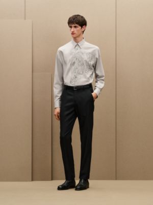 “Broderie cheval” 루이스 칼라 스트레이트 컷 셔츠