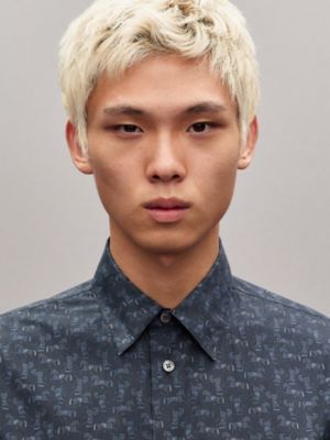 "Quadrigalop" straight cut shirt with Louis collar, View: Worn, worn, view 4 of 6