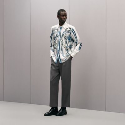 "Brides de Gala Brush" straight cut shirt with Louis collar
