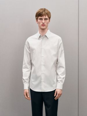 "Rayures Rythmees" fitted shirt with Faubourg collar, View: Worn, worn, view 2 of 5