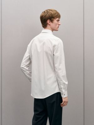 "Rayures Rythmees" fitted shirt with Faubourg collar, View: Worn, worn, view 3 of 5
