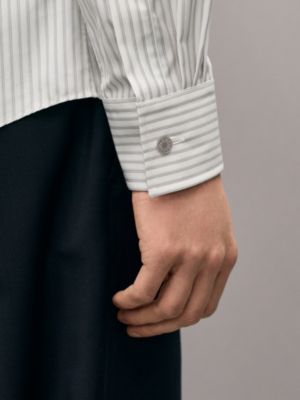 "Rayures Rythmees" fitted shirt with Faubourg collar, View: Worn, worn, view 5 of 5