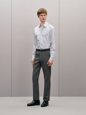 "Rayures rythmees" straight cut shirt with Faubourg collar