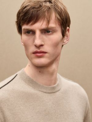 ラウンドネックニット カシミヤ レザーディテール, イメージ: 着用例, worn, ビュー2の5