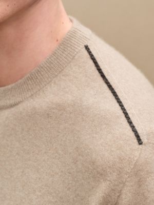 ラウンドネックニット カシミヤ レザーディテール, イメージ: 着用例, worn, ビュー3の5