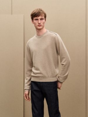 ラウンドネックニット カシミヤ レザーディテール, イメージ: 着用例, worn, ビュー4の5