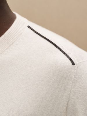 가죽 디테일 캐시미어 크루넥 스웨터, 보기: 이미지: 제품 착용 이미지, worn, 3개 중 5번째 보기