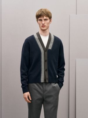 "Decoupe sellier" buttoned cashmere cardigan, View: Worn, worn, view 3 of 6