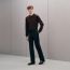 "H en Echelle" crewneck cashmere sweater, prunoir