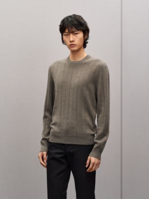 "H en Echelle" crewneck cashmere sweater, View: Worn, worn, view 2 of 5