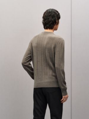 "H en Echelle" crewneck cashmere sweater, View: Worn, worn, view 3 of 5