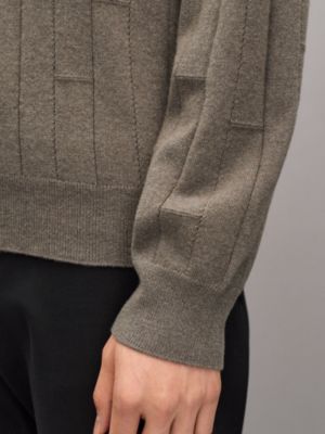 "H en Echelle" crewneck cashmere sweater, View: Worn, worn, view 5 of 5