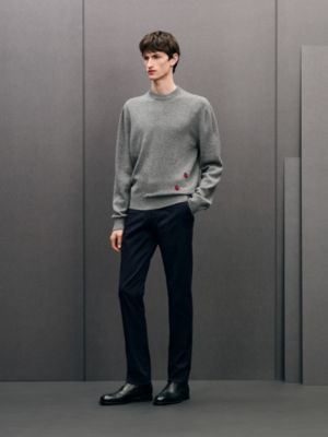 Pullover mit Rundhalsausschnitt "Broderie coccinelle" aus Kaschmir