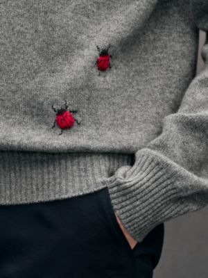 "Broderie coccinelle" crewneck cashmere sweater, View: Worn, worn, view 5 of 5