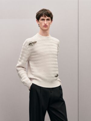 "Tressage cuir" crewneck sweater, View: Worn, worn, view 2 of 5