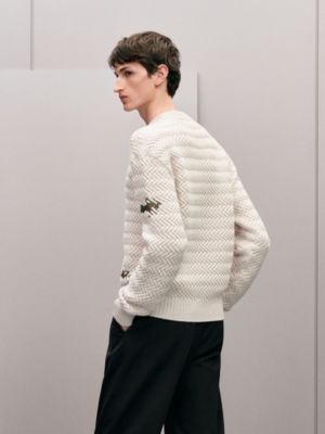 "Tressage cuir" crewneck sweater, View: Worn, worn, view 3 of 5