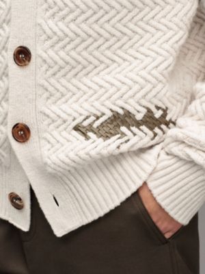 "Tressage cuir" buttoned cardigan, View: Worn, worn, view 6 of 6
