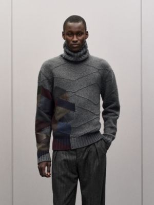"New Mix and Patch" turtleneck cashmere sweater, View: Worn, worn, view 3 of 6