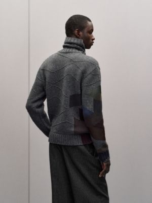 "New Mix and Patch" turtleneck cashmere sweater, View: Worn, worn, view 4 of 6