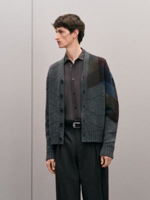 “New Mix and Patch” 캐시미어 버튼 가디건, 보기: 이미지: 제품 착용 이미지, worn, 2개 중 6번째 보기