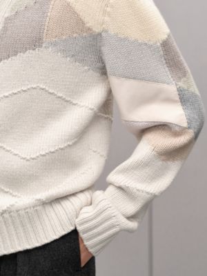 "New Mix and Patch"喀什米爾針織外套, 檢視: 佩戴, worn, 檢視共5張圖片的第6張