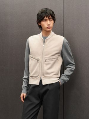 "Devant cuir" zipped vest, View: Worn, worn, view 2 of 6