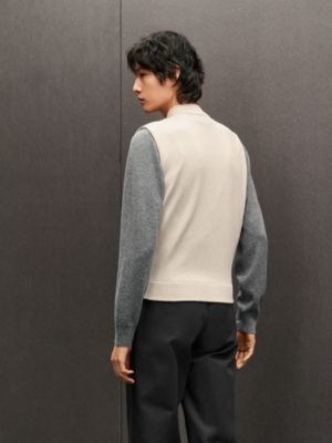 "Devant cuir" zipped vest, View: Worn, worn, view 3 of 6