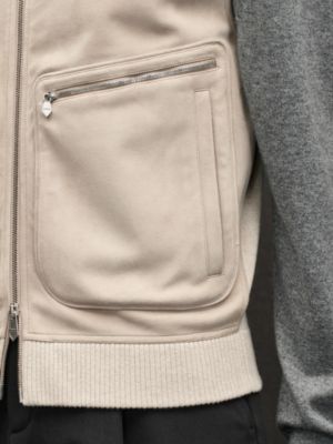 "Devant cuir" zipped vest, View: Worn, worn, view 5 of 6