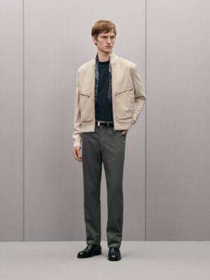 "Devant cuir" zipped jacket