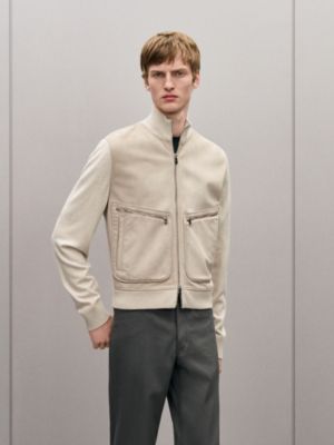 "Devant cuir" zipped jacket, View: Worn, worn, view 2 of 5