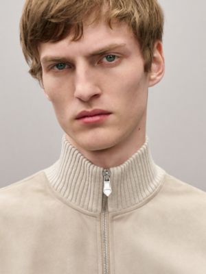 "Devant cuir" zipped jacket, View: Worn, worn, view 4 of 5
