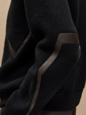 Full-zip sweater with leather detail, View: Worn, worn, view 5 of 6