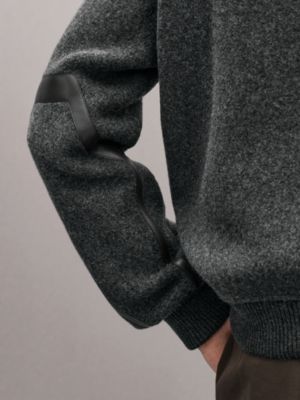 Zipped cardigan with leather detail, View: Worn, worn, view 5 of 5