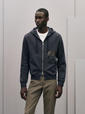 "Eperon d'Or en Perspective" zipped hooded sweater, View: Worn, worn, view 2 of 5