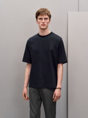 T-Shirt mit Mini-Lederpatch "H'Cheval", Ansicht: Getragene Ansicht, worn, Ansicht 2 von 4