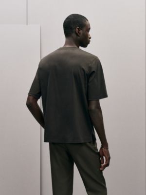"H'Cheval" t-shirt with leather detail, View: Worn, worn, view 3 of 4