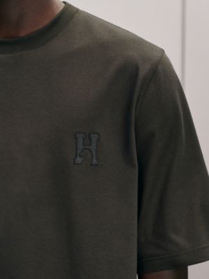"H'Cheval" t-shirt with leather detail, View: Worn, worn, view 4 of 4