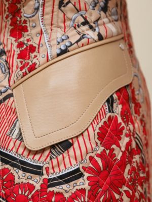 "Aux Champs en Fleurs Raye" mixed leather mat equestrian jacket, View: front, front, view 8 of 8