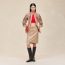 "Aux Champs en Fleurs Raye" mixed leather mat equestrian jacket, beige cajou