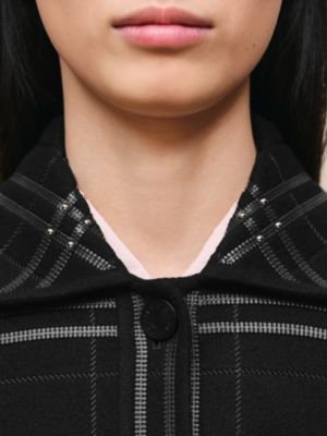 Embroidered short vest with leather detail, View: Worn, worn, view 8 of 8