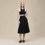 "Mosaique" pleated skirt with basque, noir