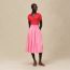 "Mosaique" pleated skirt with basque, rose bonbon