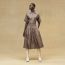 "Mosaique" pleated skirt with basque, gris/étoupe