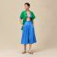 "Mosaique" pleated skirt with basque, bleu cobalt