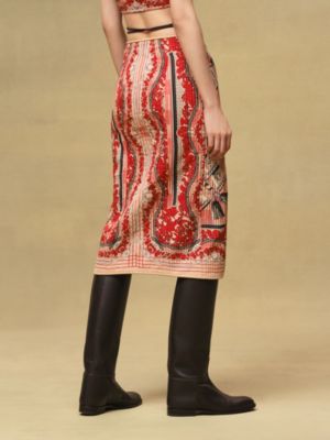 "Aux Champs en Fleurs Raye" quilted pencil skirt, View: Worn, worn, view 3 of 5
