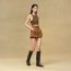 Pleated waist cotton shorts, brun mahogany