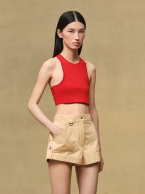 Pleated waist cotton shorts, View: Worn, worn, view 2 of 4